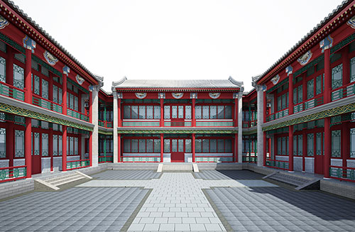 耒阳北京四合院设计古建筑鸟瞰图展示